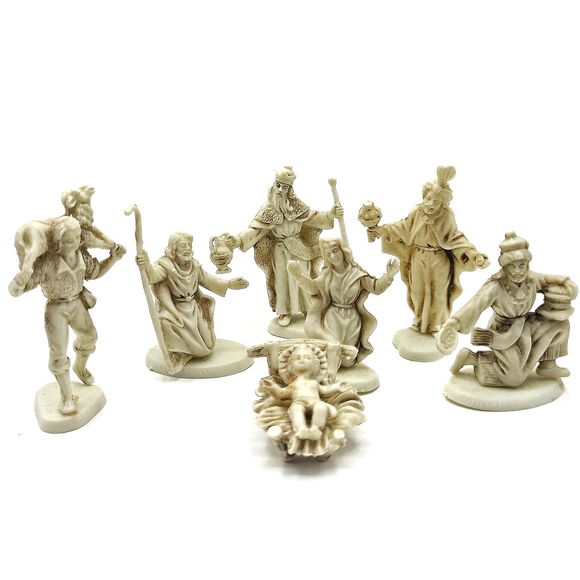 Other - Mid-Century Christmas Nativity Set of 7 Signed Made in Italy Vtg Holiday Decor